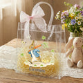 Conejo de Pascua Personalizado Bolsa de Regalo Transparente con Nombre y Lazo Rosa Fiesta de Pascua para la Familia y los Niños