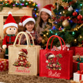 Gorro de Papá Noel personalizado Holly diseño inicial Bolsa de yute grande con nombre Fiesta de Navidad Regalo para familia amigos