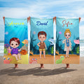 Toalla de playa personalizada con personaje de dibujos animados el mundo marino y nombre de secado rápido regalo de cumpleaños para familia y amigos