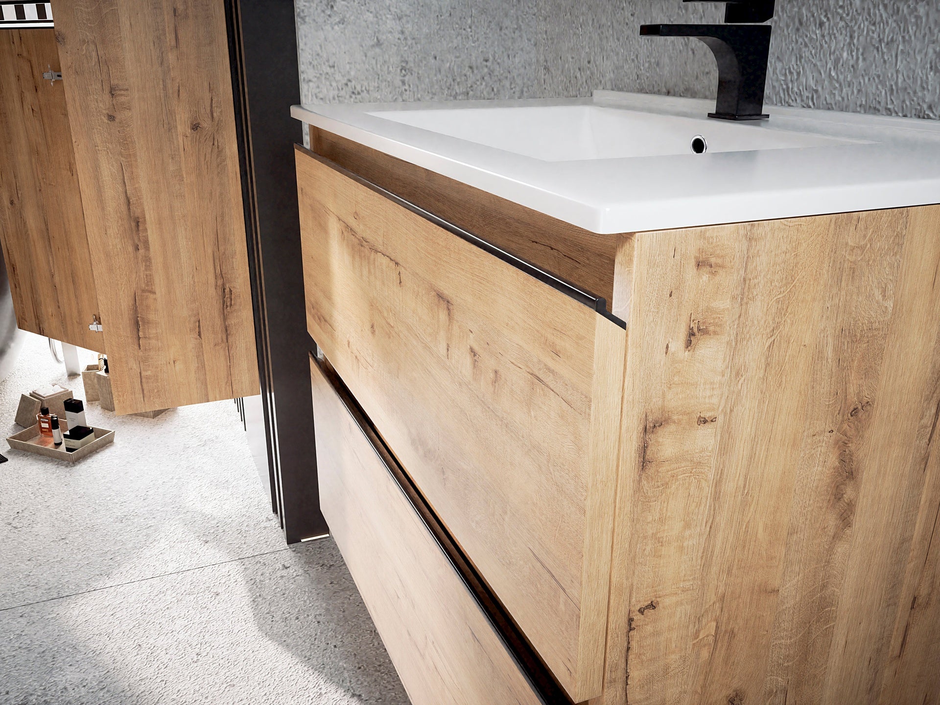 BATHME MADISON TOP Mueble de Baño con Lavabo 2 Cajones Roble Ostippo