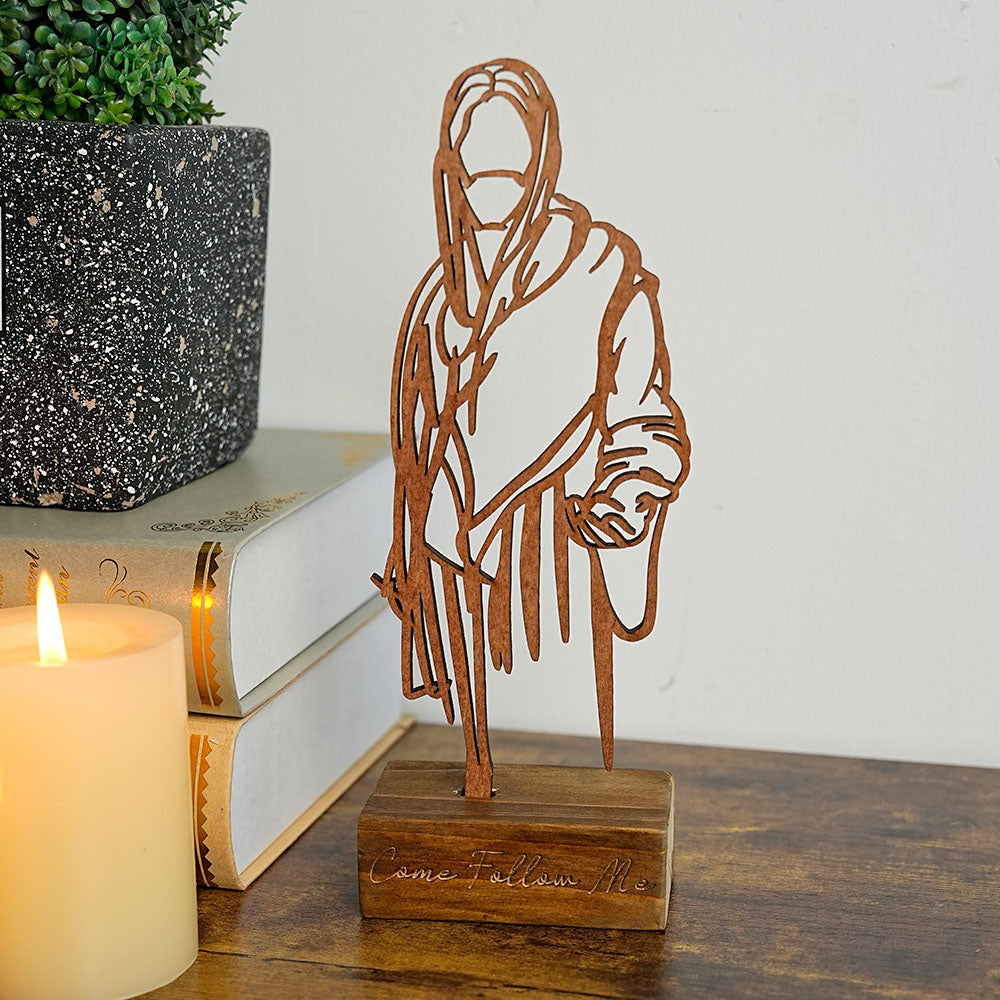 Personalizada Inspiración Jesús Arte Placa de madera con texto grabado Escritorio Decoración Cumpleaños Religioso Bautizo Regalo para la familia cristiana