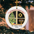 Árbol de Navidad personalizado Hanukkah Menorah Ornamento de Navidad con el nombre de la familia y el año Decoración del árbol de casa Regalo de Navidad para la familia cristiana