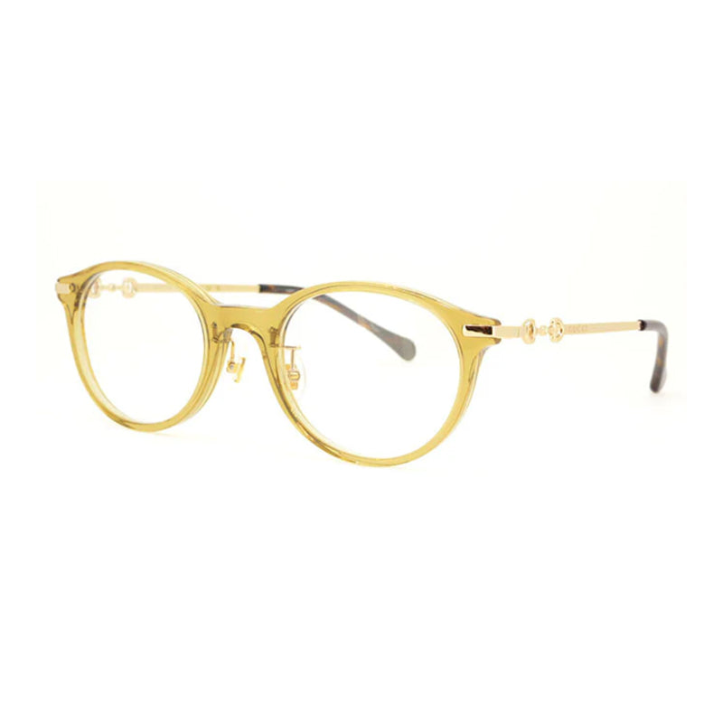 Gucci Round Acetate Frame Eyeglasses — Gold