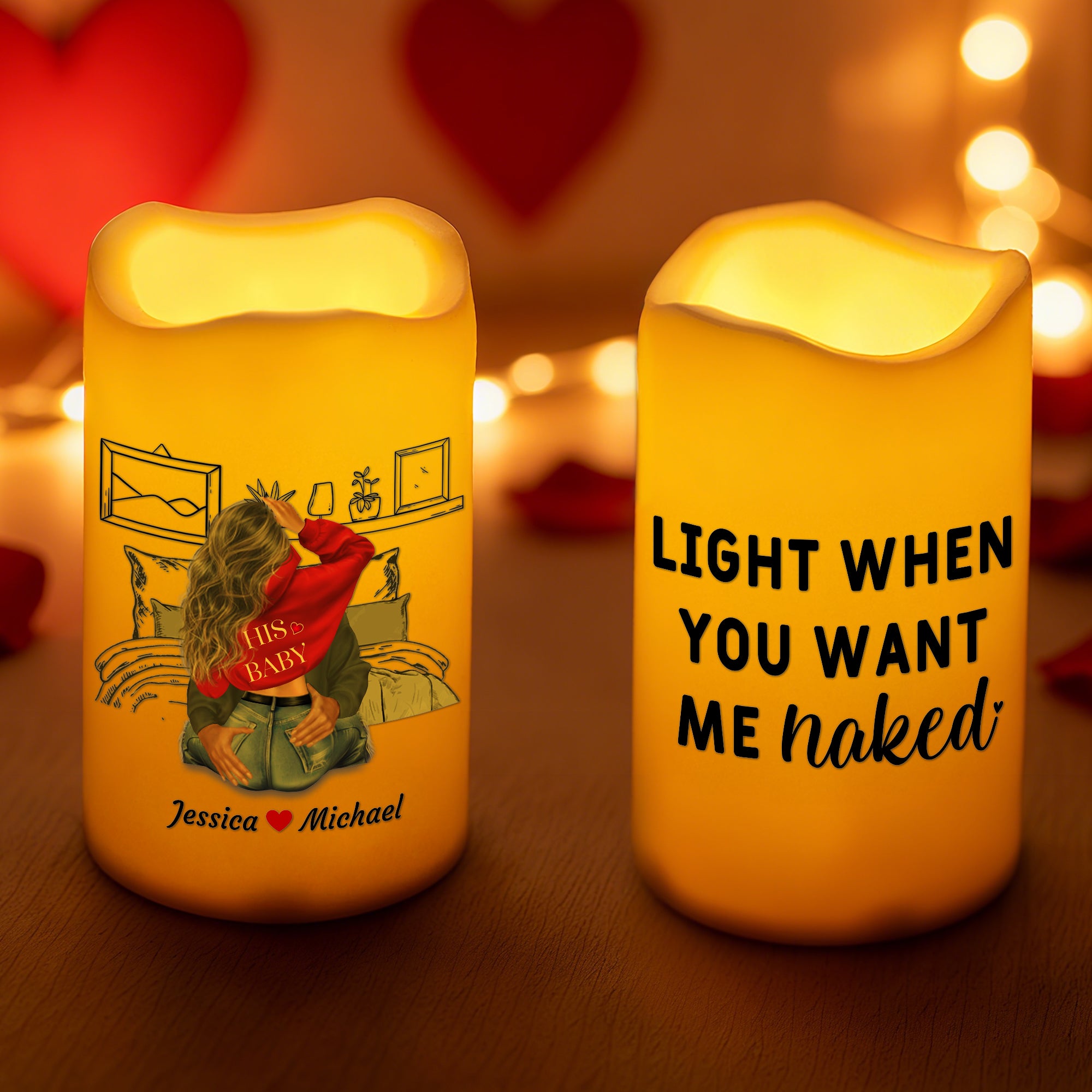Vela LED a pilas sin llama personalizada con nombre Día de San Valentín Regalo de aniversario para pareja