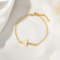 Personalizada Minimalista Cruz nombre grabado pulsera delicada joyería bautismo aniversario cumpleaños regalo para las mujeres