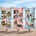 Toalla de playa de gran tamaño de secado rápido con diseño de rayas personalizado con 6 fotos Vacaciones de verano Fiesta en la playa Regalo de cumpleaños para un amigo de la familia