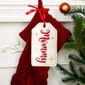 Estrellas personalizadas Nombre bordado Etiqueta de la media de tela de fieltro con cinta Decoración de Navidad Regalo de Navidad para los amigos de la familia