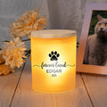 Tarro de Vela LED Personalizado Huellas de Mascotas Siempre Queridas con Nombre y Fecha Conmemorativo Condolencia Simpatía Pérdida de Mascota Regalo para dueños de mascotas