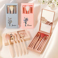 Personalizado Nacimiento Flor Ramo 5 Pcs Makeup Brush Storage Box Set con Nombre y Espejo Navidad Cumpleaños Boda Regalo para Señoras Niñas