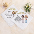 Personalizado suave de dibujos animados mamá novia 100% pañuelo de algodón con el nombre de escritorio de decoración de souvenirs regalo de boda para la madre