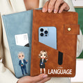 Cuaderno A5 de cuero PU personalizado con el nombre del profesor de dibujos animados Asunto con bolsillo de almacenamiento y páginas rayadas Regalo de agradecimiento para el Día del Profesor