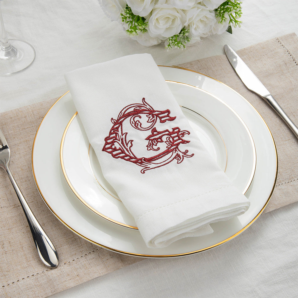 Personalizado bordado floral inicial de lino servilleta de mesa decoración de boda cumpleaños regalo para la familia amigos