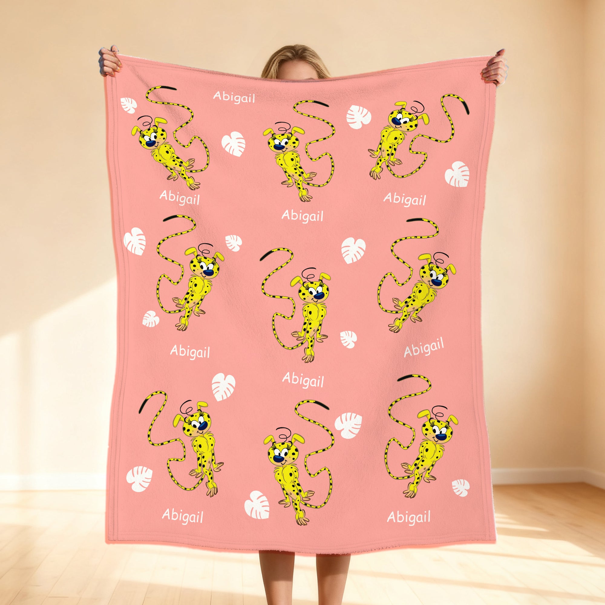 Marsupilami Manta Suave Personalizada con Nombre Decoración del Hogar Regalo de Cumpleaños para Niños | Callie × Marsupilami