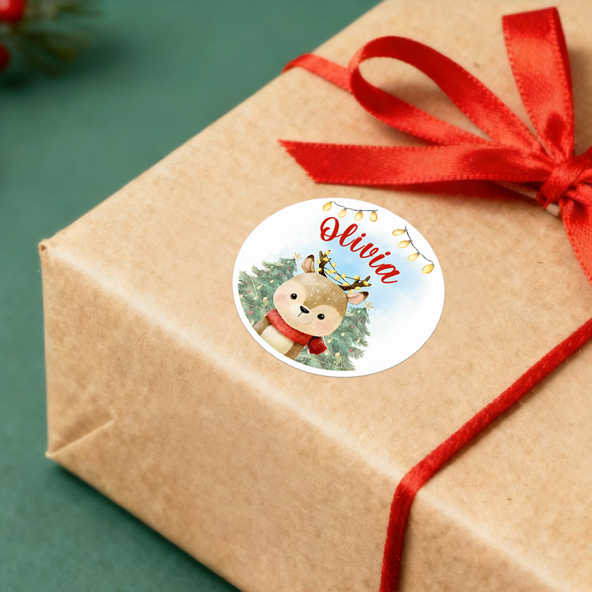 Reno personalizado Santa Claus Hombre de pan de jengibre Pegatinas impermeables con nombre Regalo Decoración Fiesta de Navidad Favor para Niños Familia Amigos