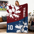 Manta personalizada de voleibol, baloncesto y fútbol con nombre y número para decoración del hogar, regalo de cumpleaños y Navidad para los amantes del deporte
