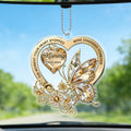 Adorno acrílico personalizado con forma de corazón y mariposa floral con título y texto Decoración para coche Regalo conmemorativo para la familia
