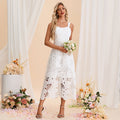 Bridal Wedding Dress White Sleeveless Short Square A-line Lace