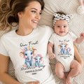 Elefante Personalizado Mamá Bebé Camiseta 100% Algodón Body Bebé con Nombre y Año a Juego 1er Regalo Día de la Madre para Mamá Recién Nacida