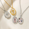 Personalizado 1-2 Fotos Cruz Oval Locket Collar Dainty Joyería Bautizo Navidad Cumpleaños Regalo para las mujeres cristianas