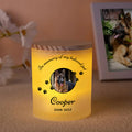 Personalizada Wing Paw Print LED Tarro de vela con el nombre del título y la fecha Memorial Condolencia Simpatía Pet Loss Regalo para los dueños de mascotas