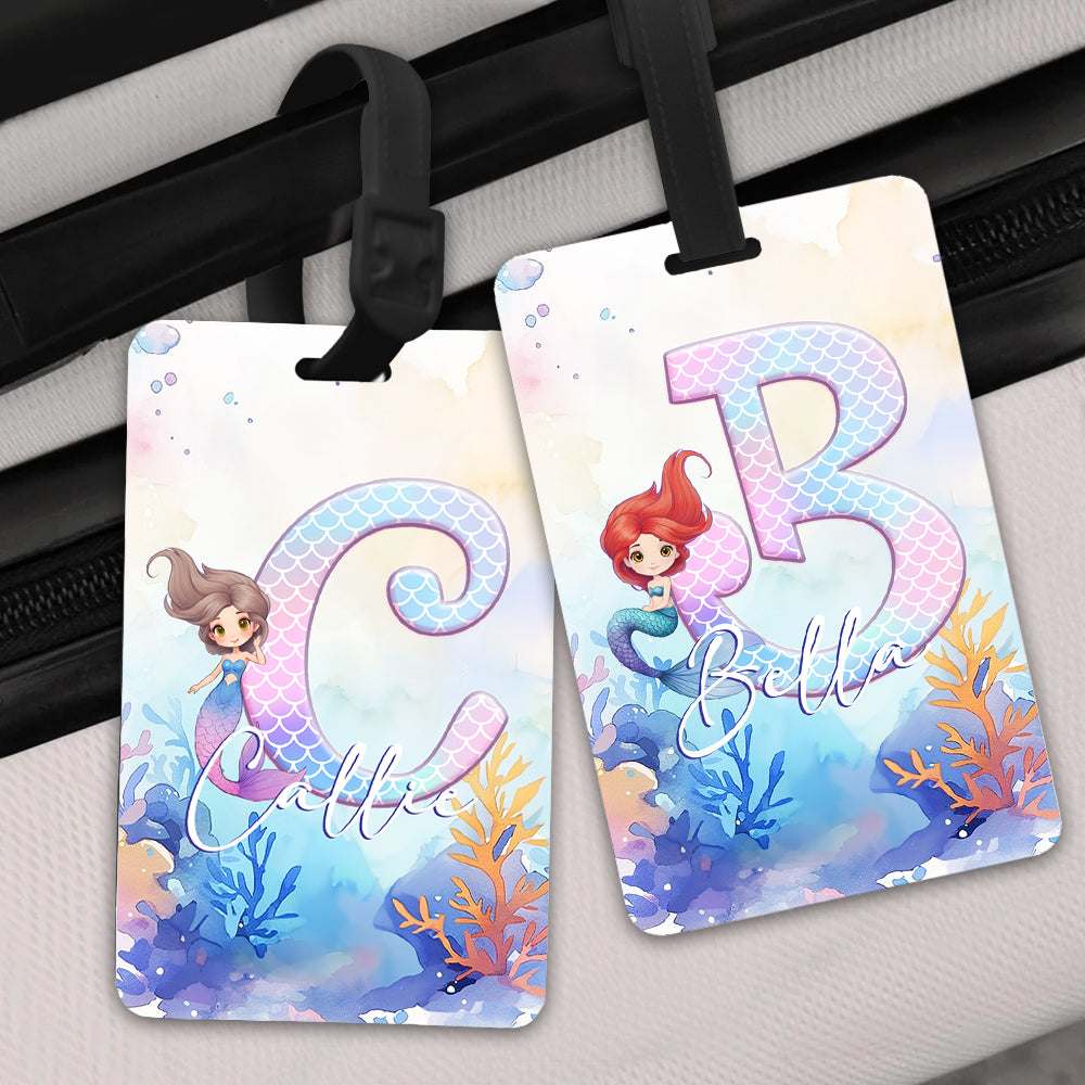 Personalizada Fantasía Princesa Sirena Mundo Submarino Etiqueta de Equipaje con Nombre Accesorios de Viaje Regalo de Cumpleaños para Niñas Mujeres