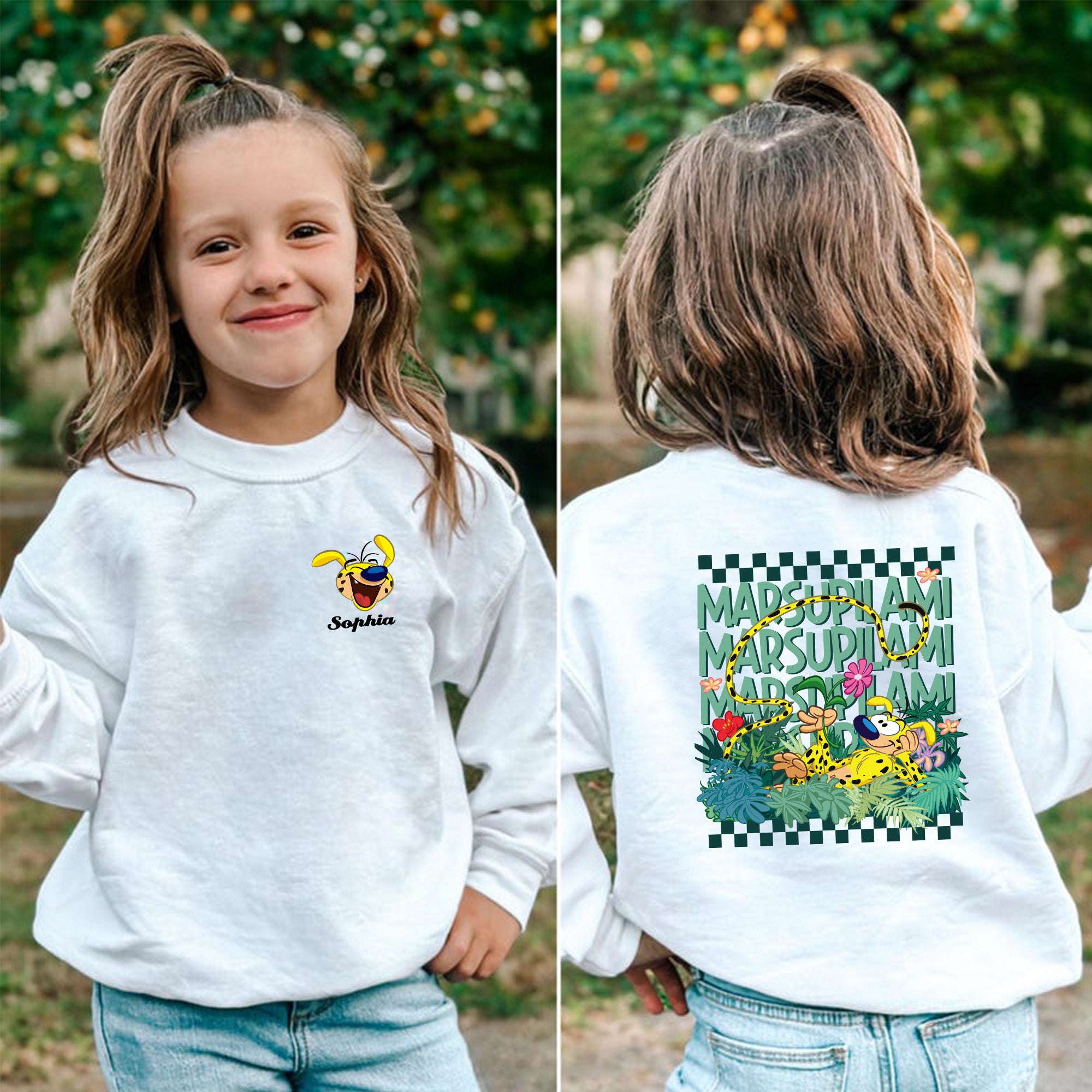 Personalizado Marsupilami Camiseta multicolor Sudadera Sudadera con capucha con nombre Regalo de cumpleaños para niños | Callie × Marsupilami