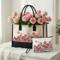 Personalizado Nacimiento Flor Bolsa Tote Grande Bolsa de Maquillaje Portátil con Nombre Cumpleaños Día de la Madre Regalo para Mamá Abuela Familia