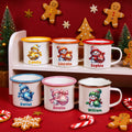 Personalizado lindo muñeco de nieve de Navidad Multicolor 12 oz Taza de esmalte con el nombre y el año Regalo de Navidad para los niños de la familia