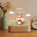 Personalizada Oso Zorro Lindo Animal LED Luz de Noche con Base de Madera y Nombre Decoración de Guardería Baby Shower Regalo de Cumpleaños para Niñas Niños