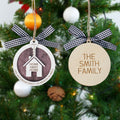 Adorno de madera personalizado Sweet Home Striped Checkered Bow con texto Year and Key Charm Decoración del hogar Regalo de inauguración de la casa para un amigo de la familia