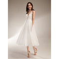 Bridal Wedding Dress Ivory Spaghetti Straps Short V-Neck A-line