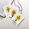 Personalizada Nacimiento Flor Cruz PU Cuero Metralla Rosario Bolsa de Almacenamiento Bolsa con Nombre Pascua Navidad Bautizo Regalo para los cristianos