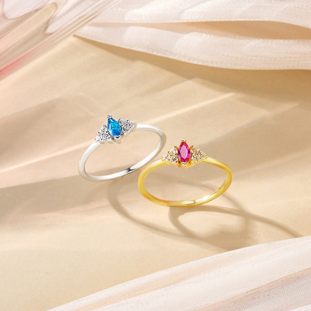 Anillo Personalizado Vintage Marquise Birthstone Dainty Jewelry Anniversary Birthday Gift for Women