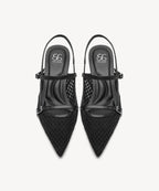 Airy Mesh Pointed Toe Heeled Slingback