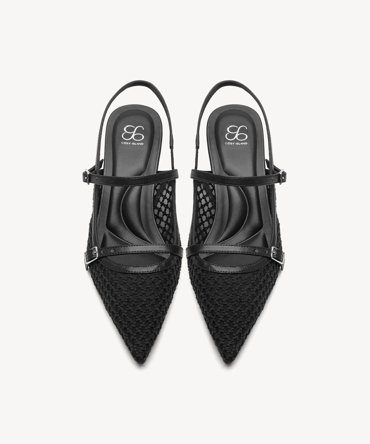 Airy Mesh Pointed Toe Heeled Slingback