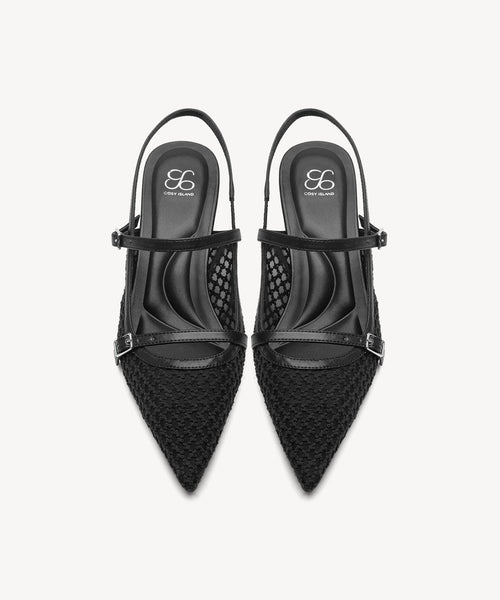 Airy Mesh Pointed Toe Heeled Slingback