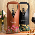 Acuarela Personalizada Flor de Nacimiento Bolsa de Vino de Cuero PU con Nombre Día de la Madre Cumpleaños Aniversario Regalo para los amantes del vino