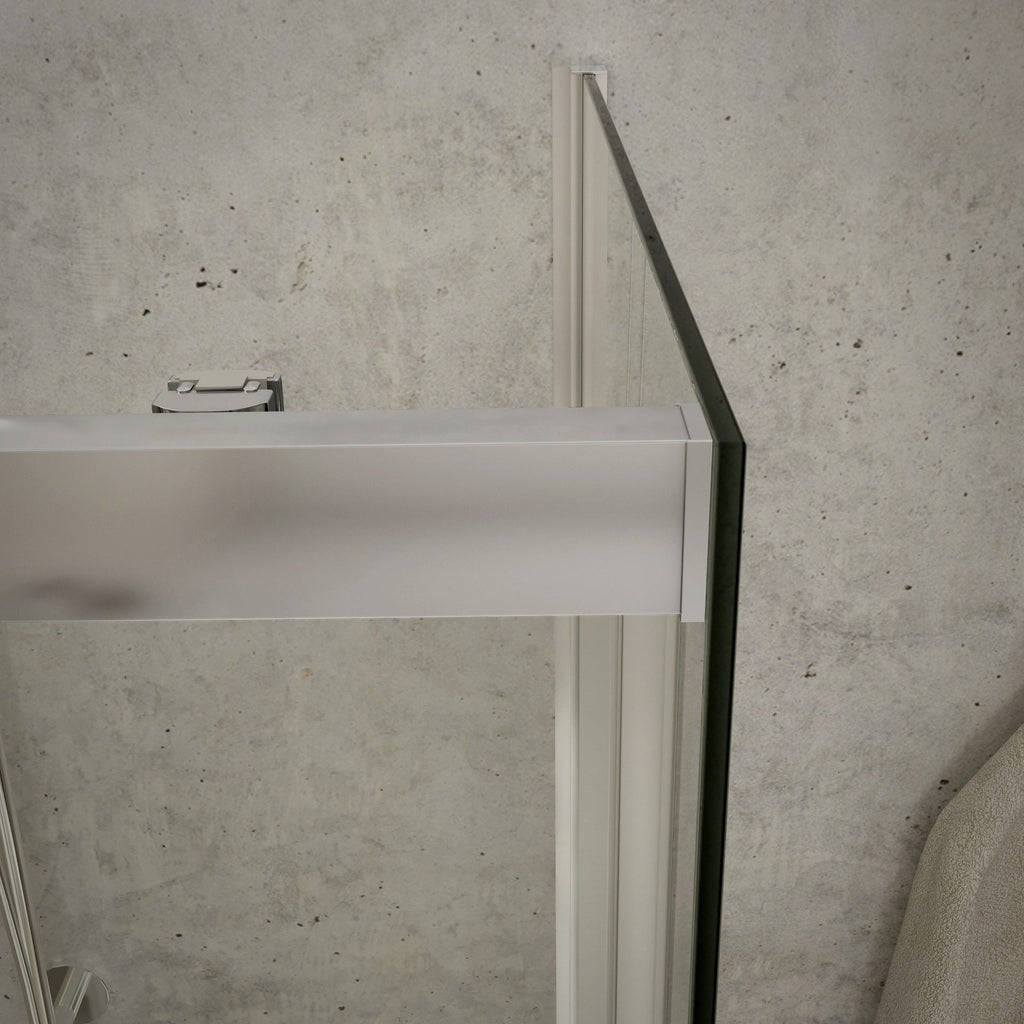 BATHME NOEL-3 Mampara Ducha Lateral Fijo+Frontal Corredera Cromo Transparente