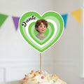 Personalizado Cartoon Face Photo Multi-Capa Gradiente Corazón Cupcake Topper con Nombre Cake Decor Cumpleaños Fiesta Planificación Regalo para Amigos de la Familia
