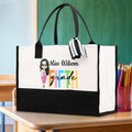 Personalizada de dibujos animados Maestro Grado Bolsa de lona con nombre Cumpleaños Día del Maestro Regalo para ella