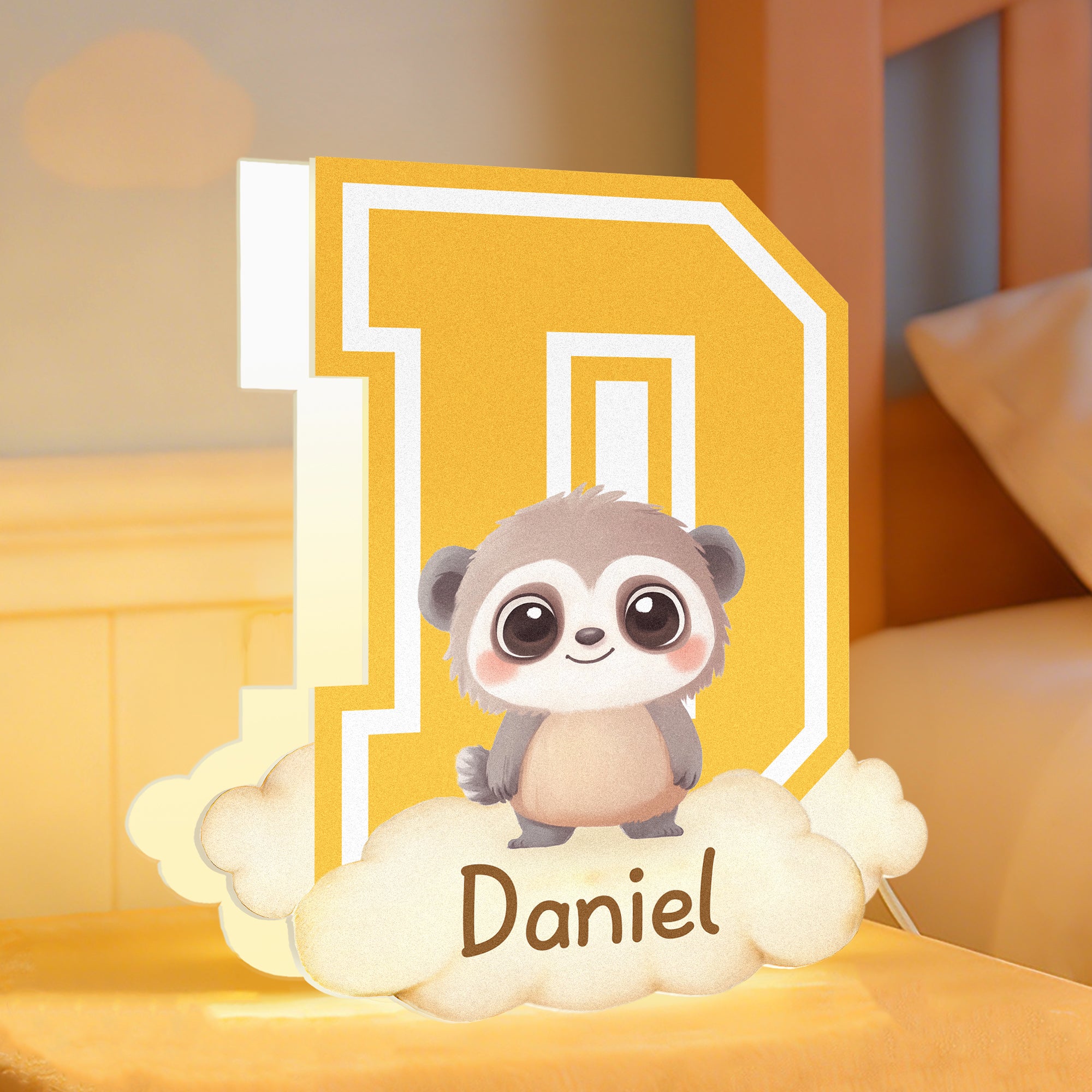 Personalizado lindo animal inicial nube LED luz de noche con nombre guardería decoración cumpleaños Baby Shower regalo para bebés niños pequeños