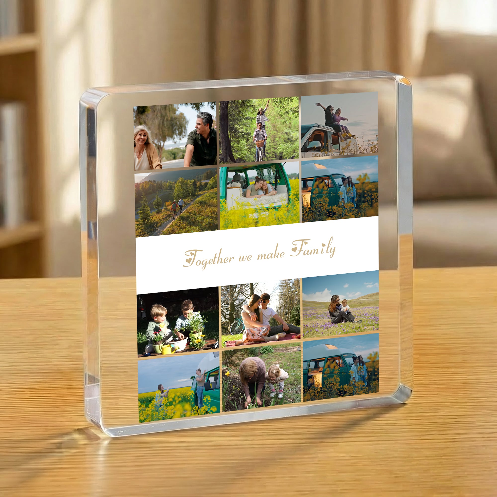 Personalizado 12 Fotos Collage Cuadrado Acrílico Placa con Texto Cumpleaños Aniversario Regalo para Amigos Familia