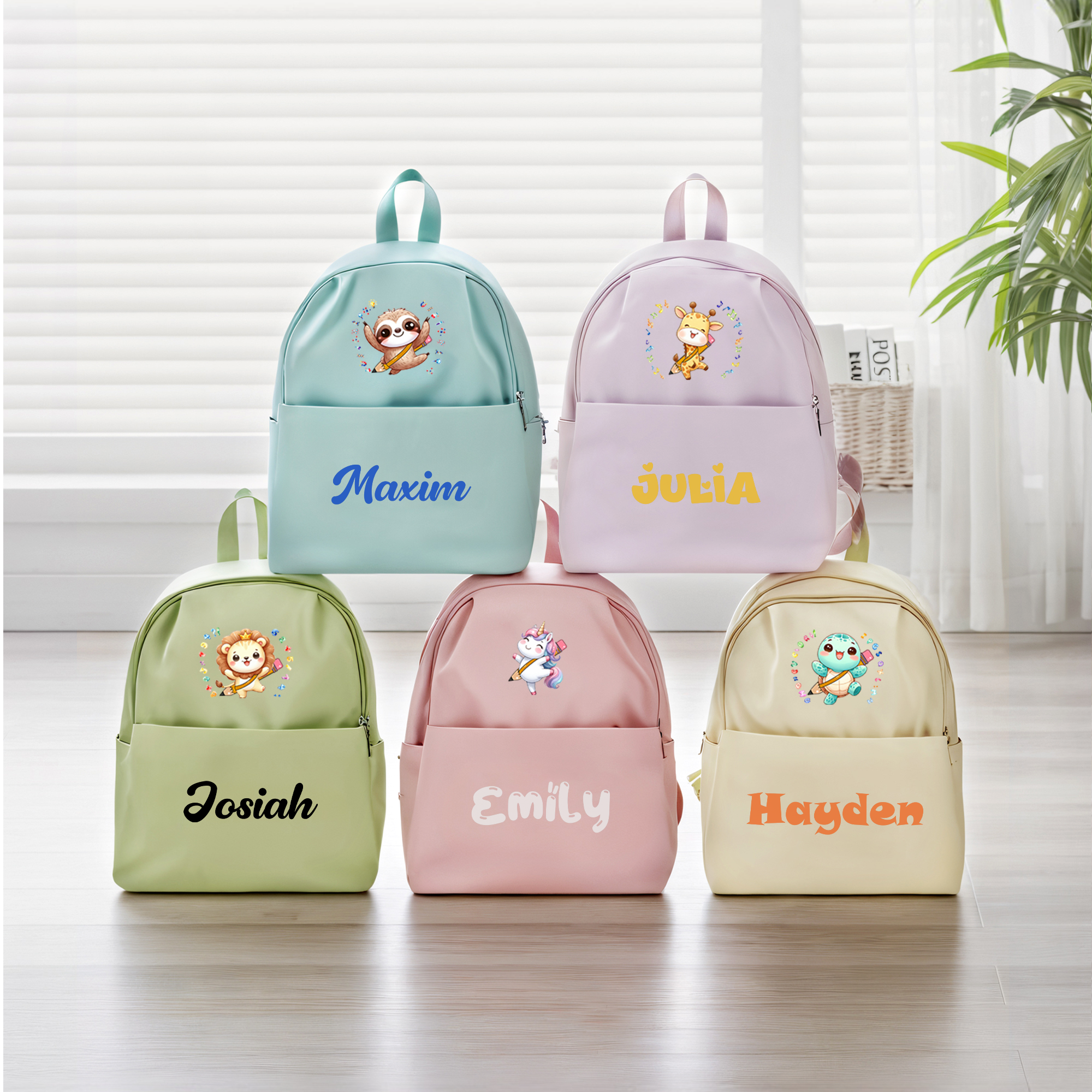 Mochila multicolor personalizada para niños con múltiples compartimentos con nombre Regalo de cumpleaños de vuelta al cole para niños y niñas