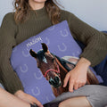 Herradura Personalizada Cara de Caballo Foto Funda Almohada con Nombre Decoración de Hogar Cumpleaños Aniversario Regalo para Dueño de Caballo Amante