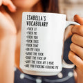 Taza de café de cerámica con nombre personalizada con diseño divertido de vocabulario Uso diario Regalo de cumpleaños para colega amigo
