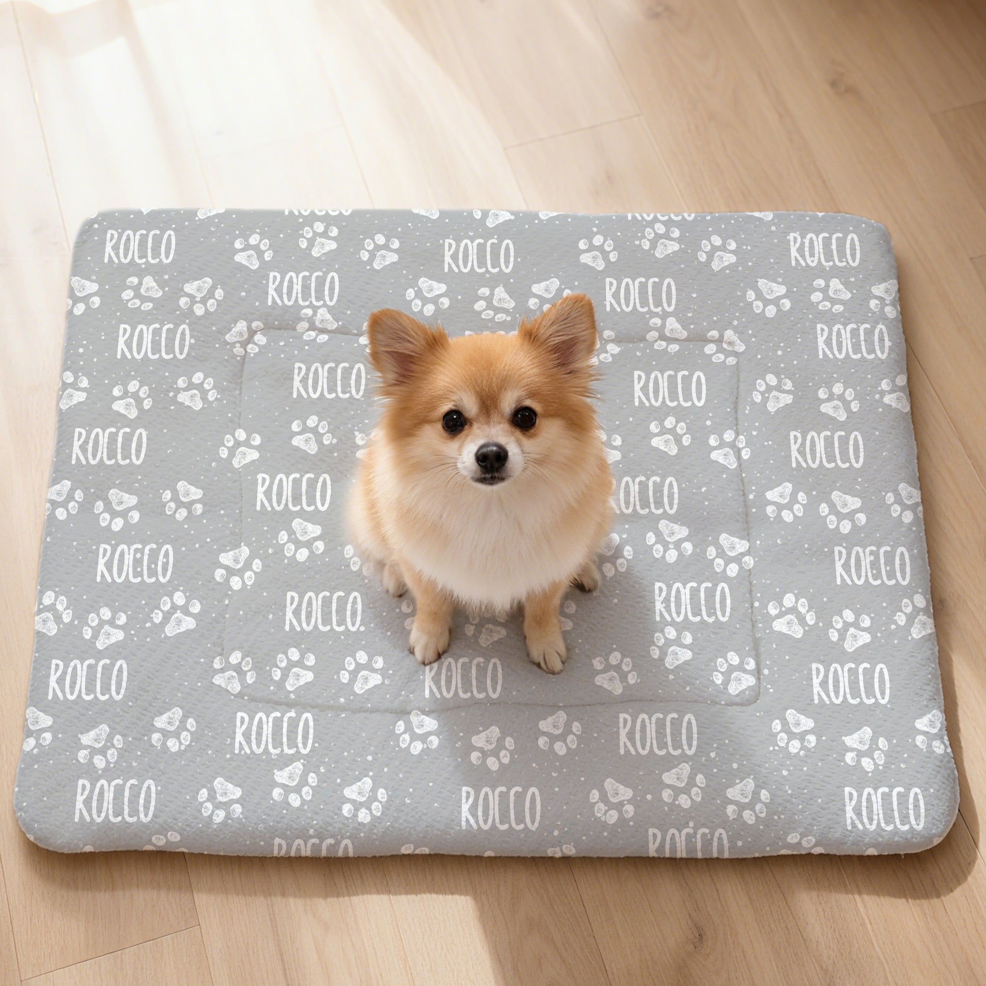 Personalizado Multicolor lindo Paw Print manta de mascotas con el nombre de regalo de cumpleaños para el amante del perro del gato