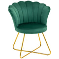 Velvet Tufted Occasional Chair with Lotus Backrest & Steel Legs for Bedroom, Green
