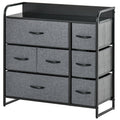 7-Drawer Fabric Dresser, 3-Tier Storage Tower with Steel Frame and Wooden Top, Black