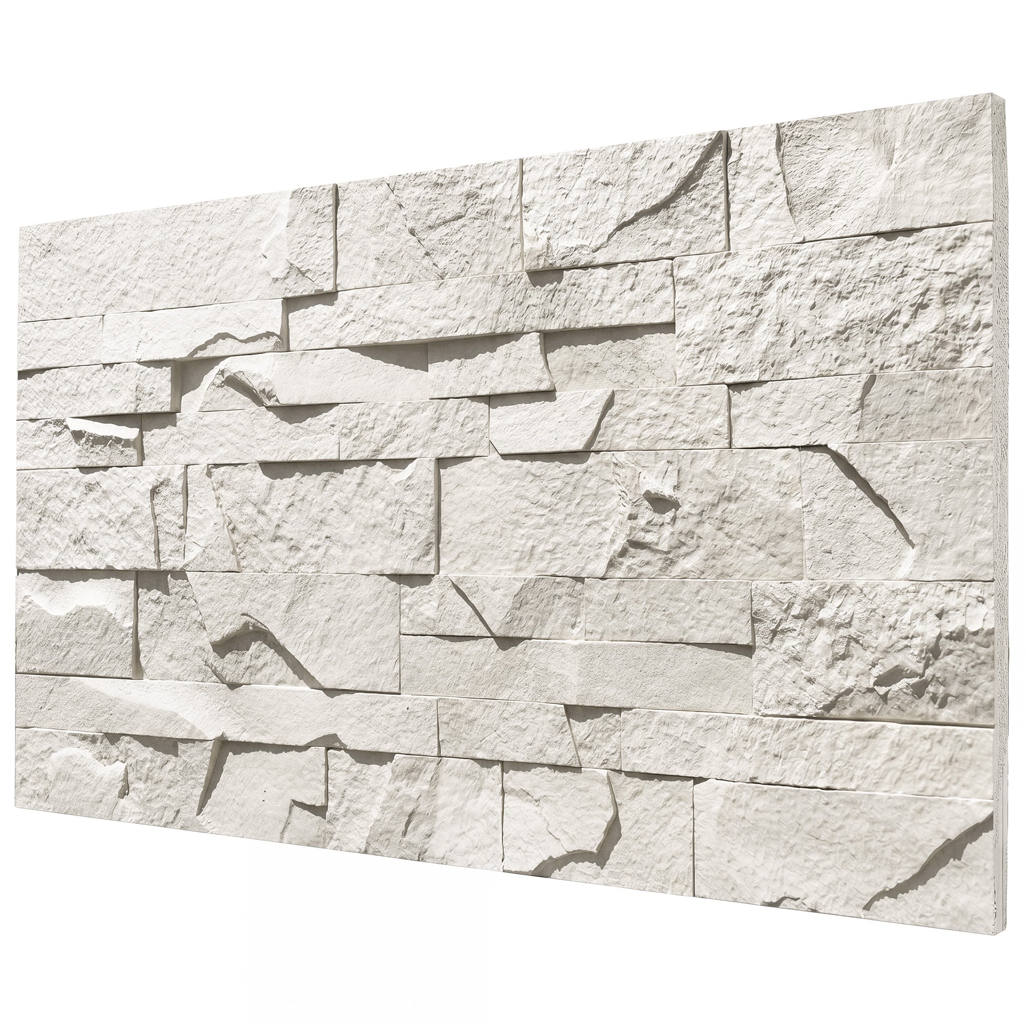 3D Faux Stone Wall Panels for Interior & Exterior Accent Walls, 4' x 2', Water-Resistant Polyurethane, Light Gray