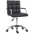 Swivel Computer Office Chair, PU Leather Study Chair with Rolling Wheels, Black